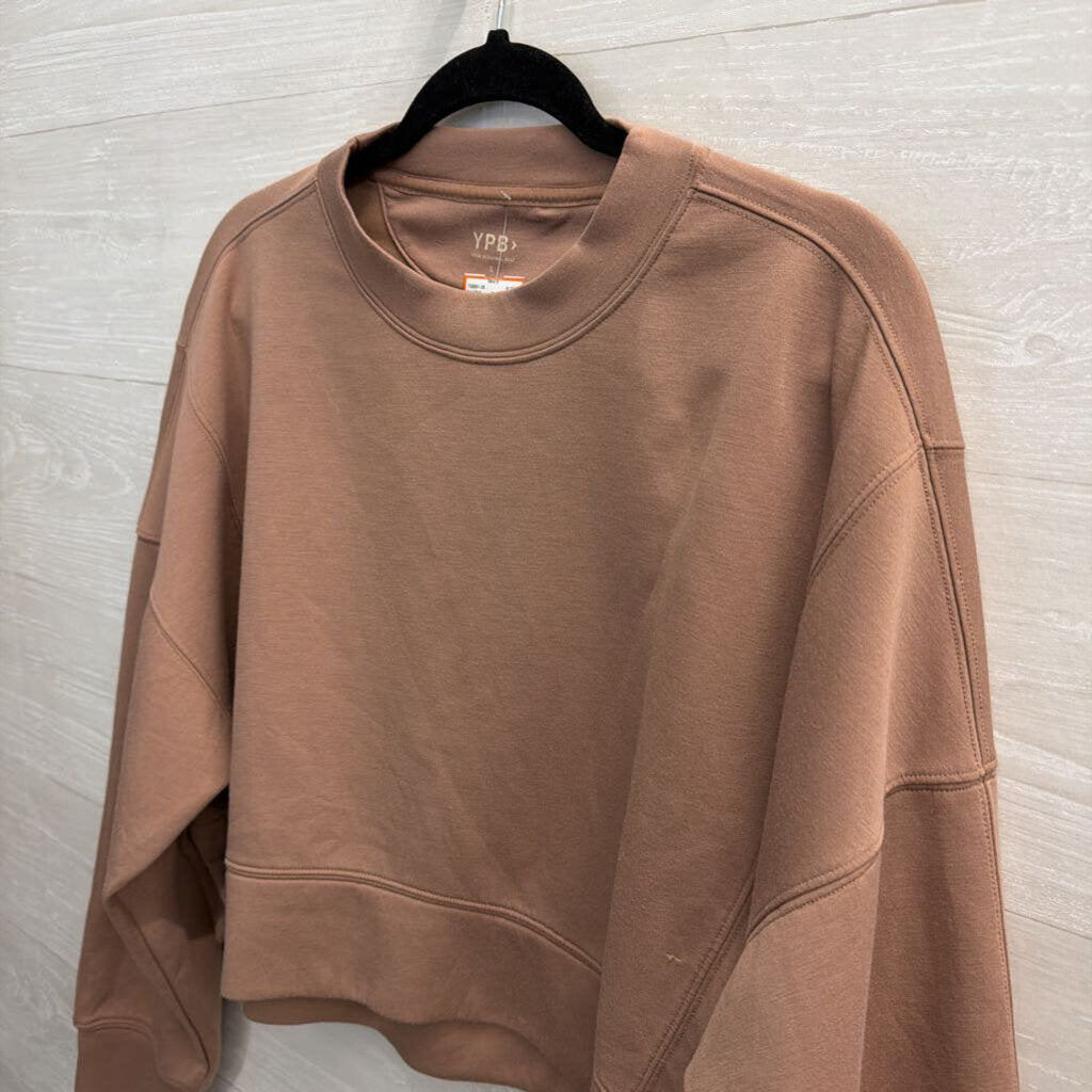 YPB Brown Cropped Crewneck Sweatshirt Large