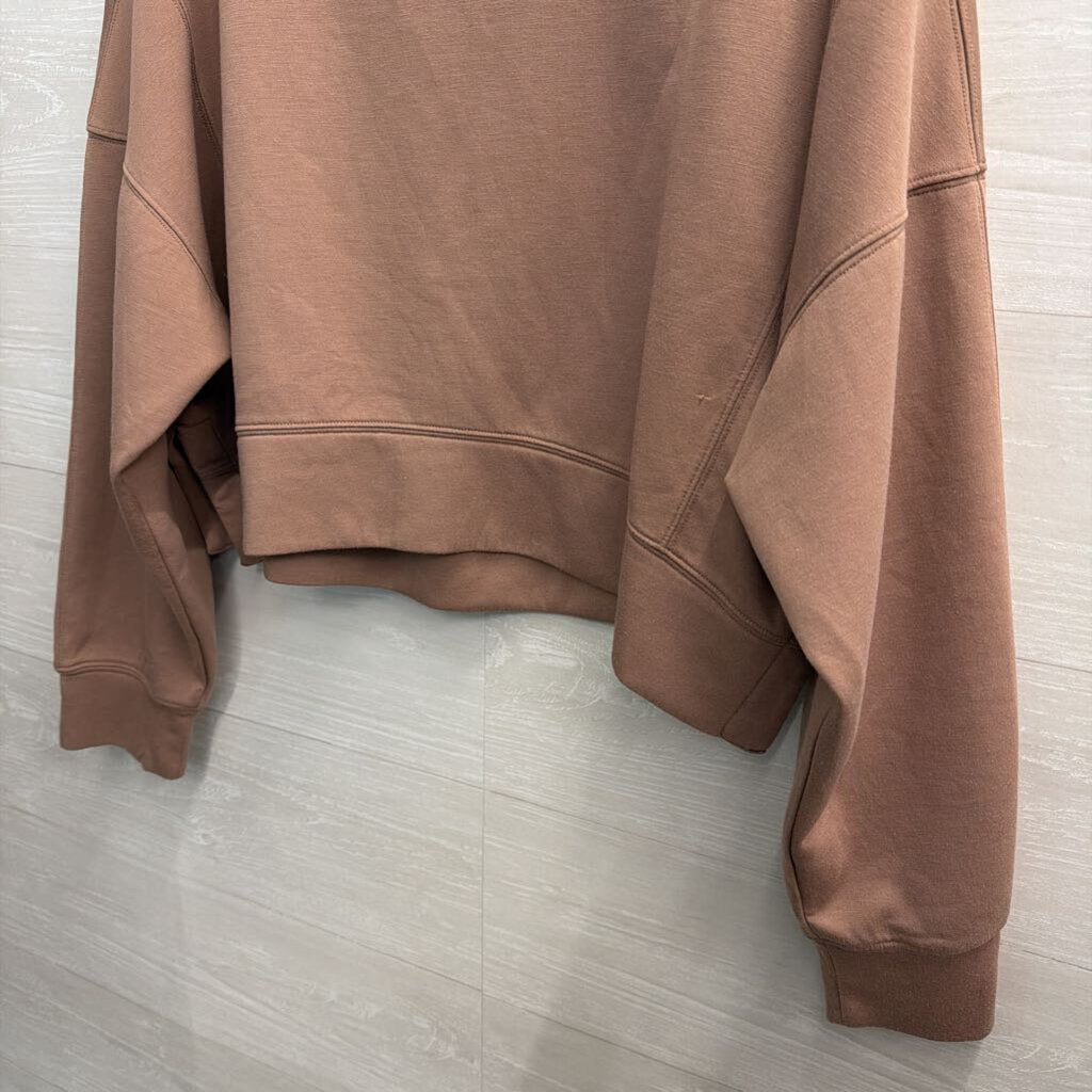 YPB Brown Cropped Crewneck Sweatshirt Large