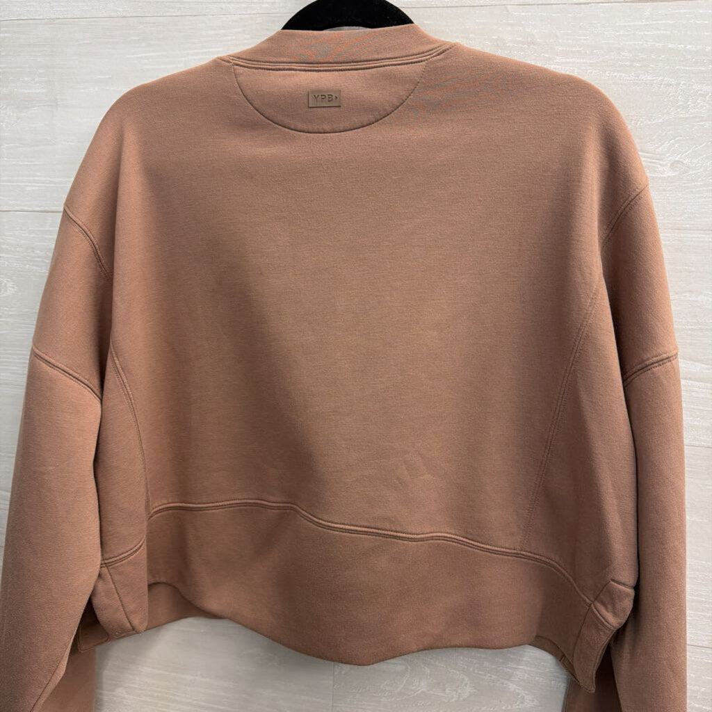 YPB Brown Cropped Crewneck Sweatshirt Large