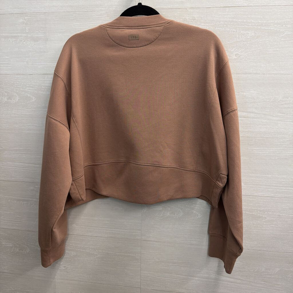 YPB Brown Cropped Crewneck Sweatshirt Large