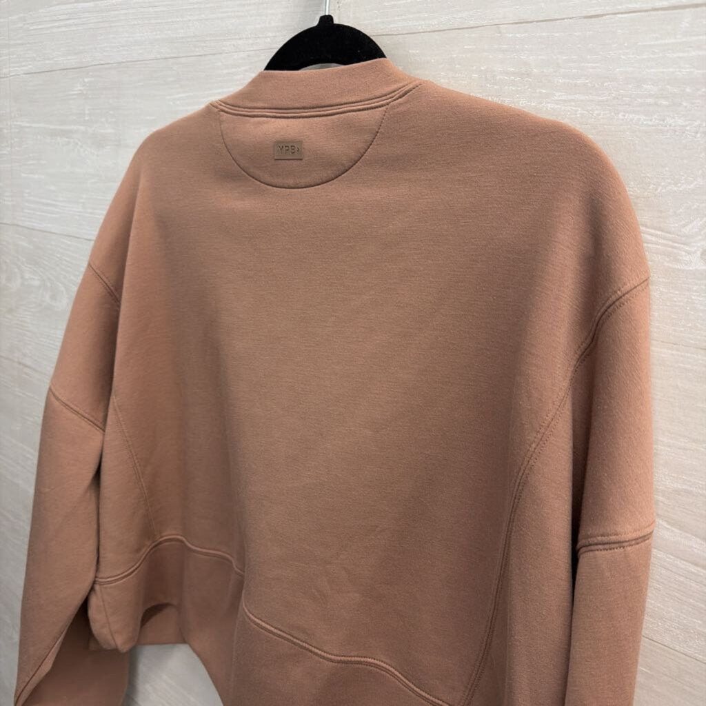 YPB Brown Cropped Crewneck Sweatshirt Large