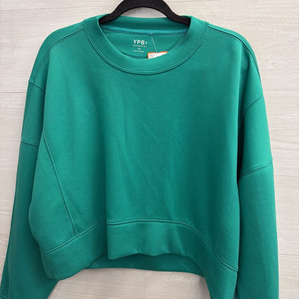 YPB Green Cropped Crewneck Sweatshirt Extra Large