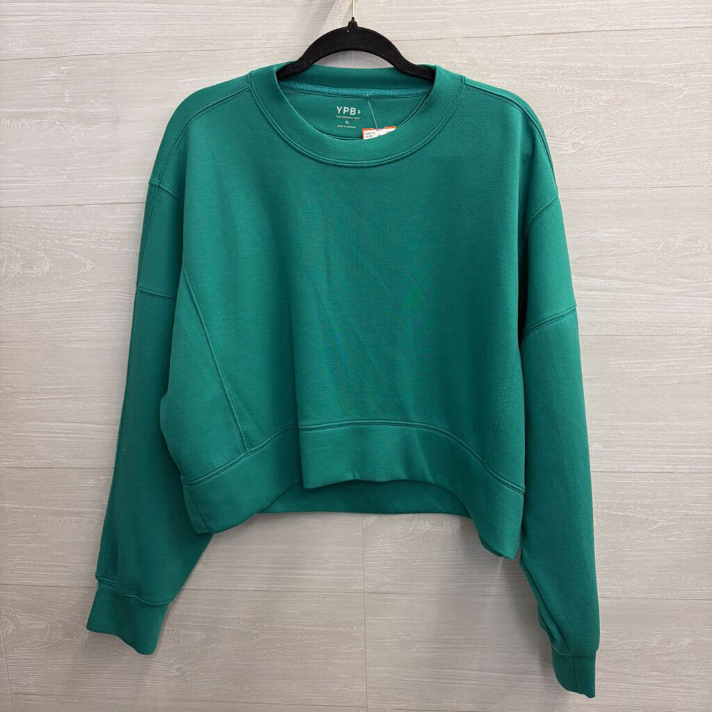 YPB Green Cropped Crewneck Sweatshirt Extra Large