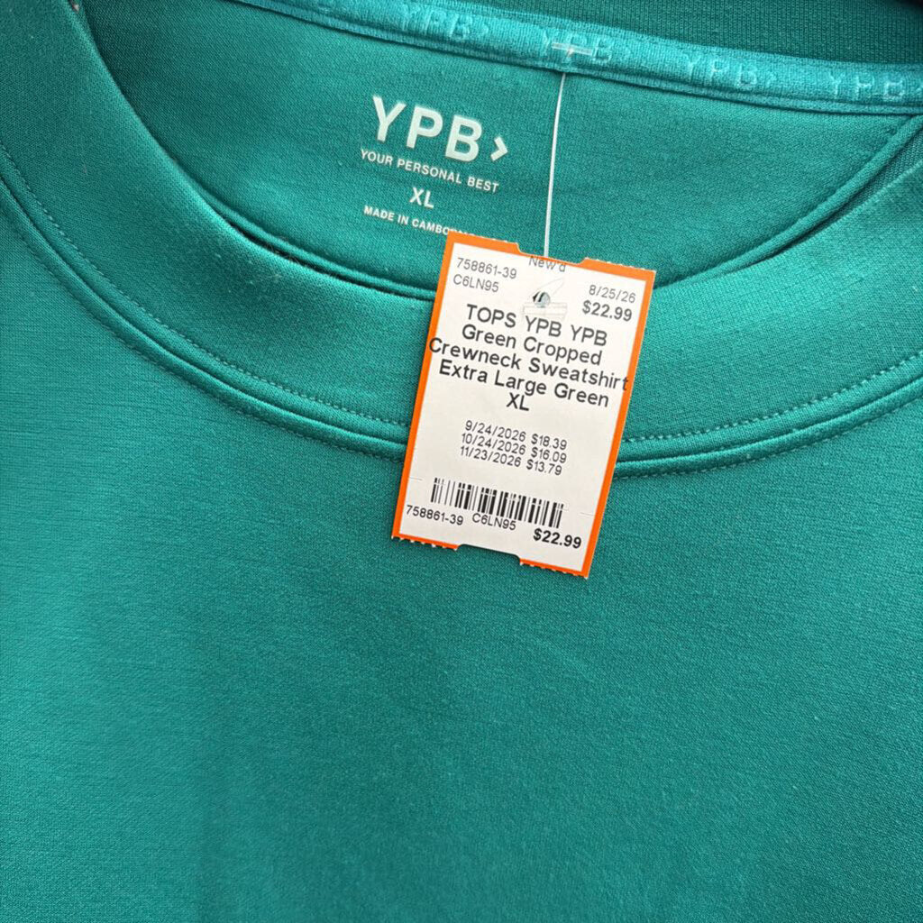 YPB Green Cropped Crewneck Sweatshirt Extra Large