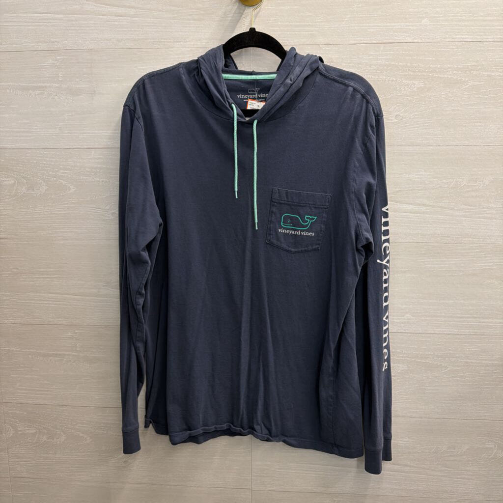 Vineyard Vines Blue Hooded Long Sleeve Top Medium