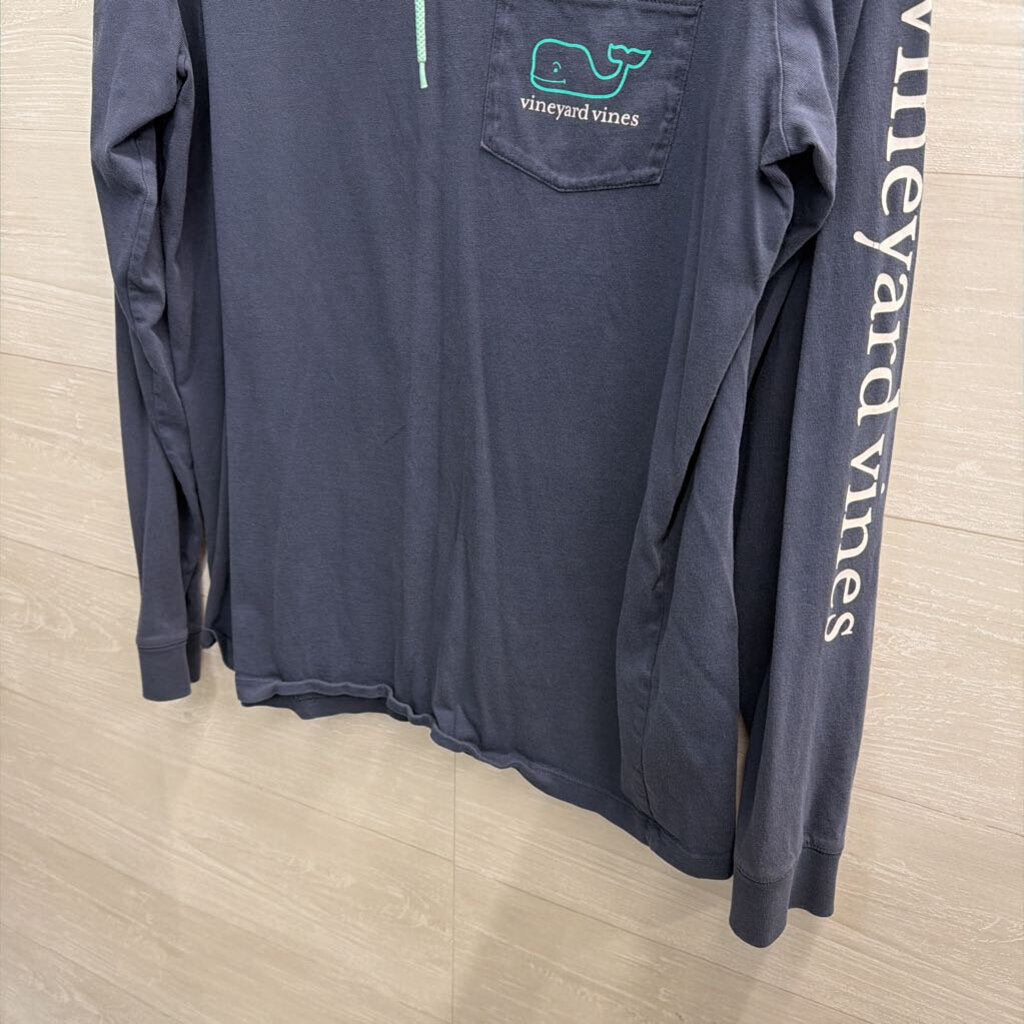 Vineyard Vines Blue Hooded Long Sleeve Top Medium
