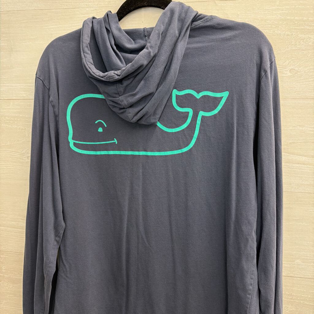Vineyard Vines Blue Hooded Long Sleeve Top Medium