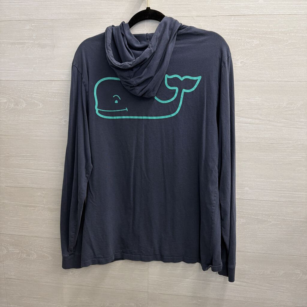 Vineyard Vines Blue Hooded Long Sleeve Top Medium