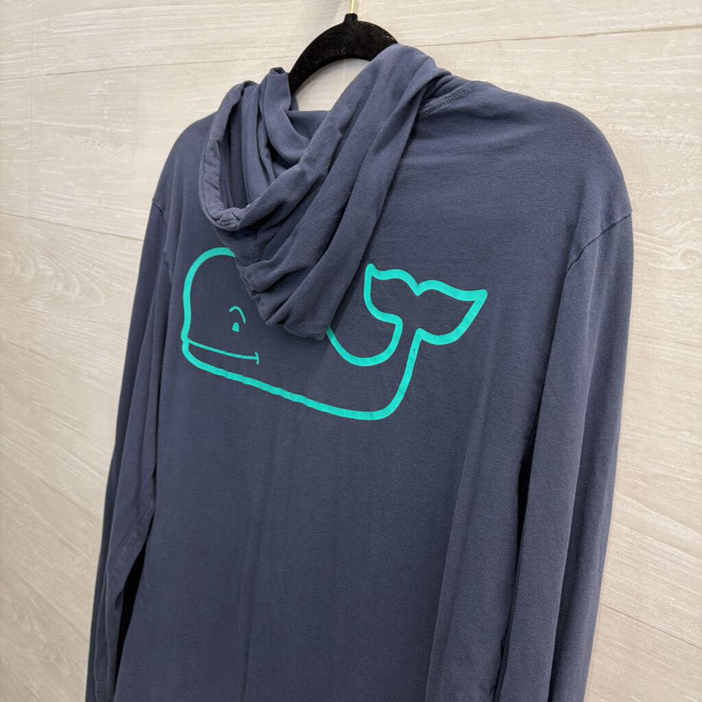 Vineyard Vines Blue Hooded Long Sleeve Top Medium