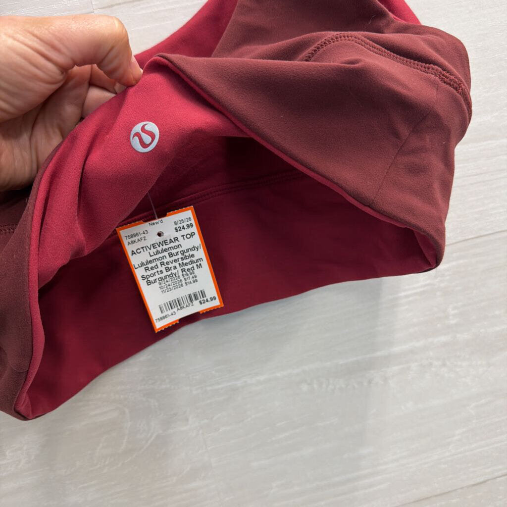 Lululemon Burgundy/ Red Reversible Sports Bra Medium