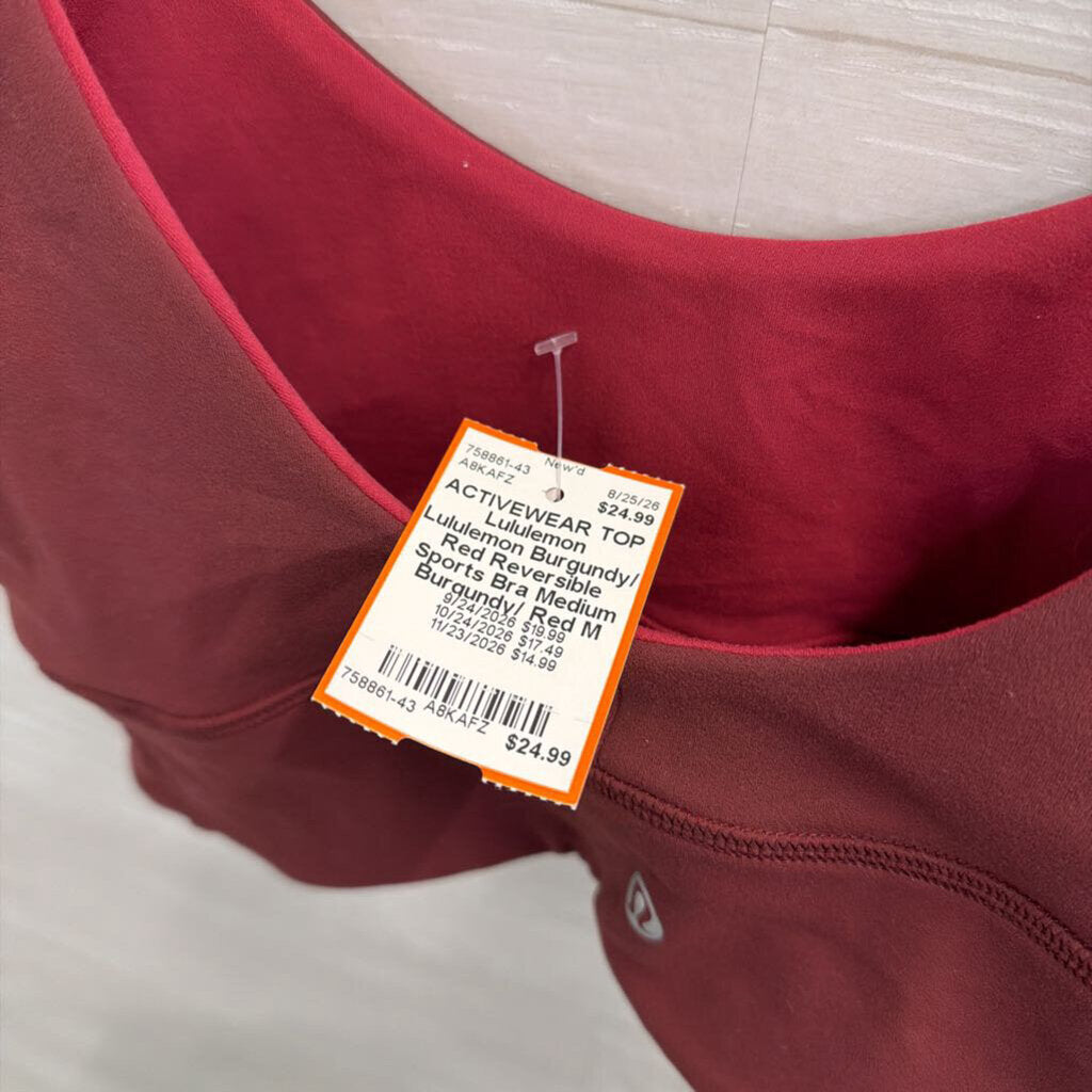 Lululemon Burgundy/ Red Reversible Sports Bra Medium