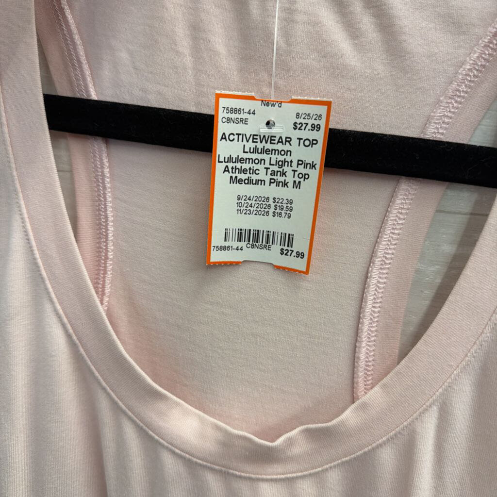 Lululemon Light Pink Athletic Tank Top Medium