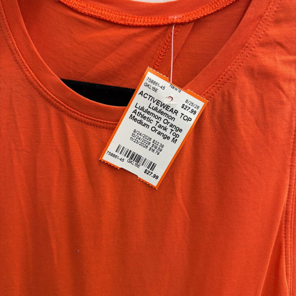 Lululemon Orange Athletic Tank Top Medium