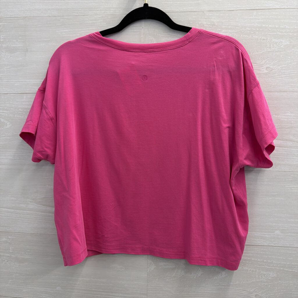 Lululemon Pink Cropped Short Sleeve Top Medium