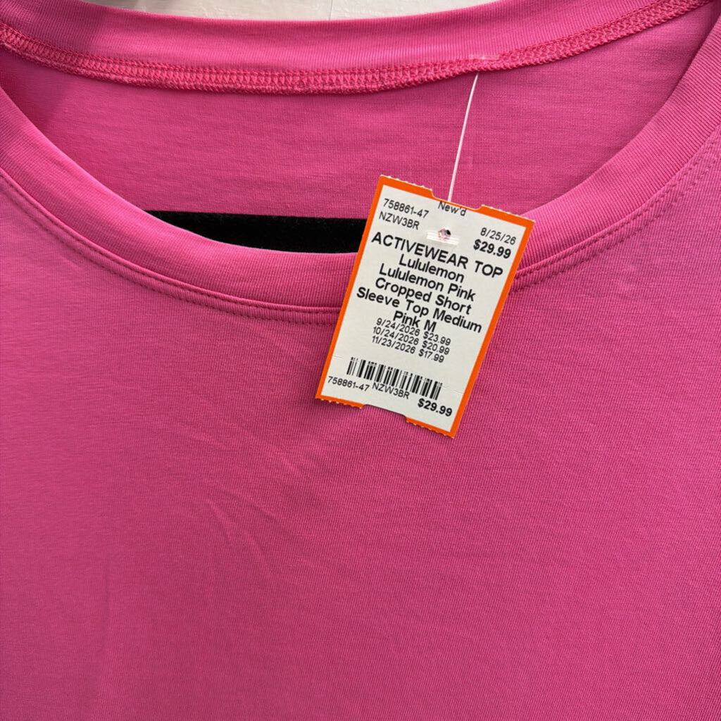 Lululemon Pink Cropped Short Sleeve Top Medium