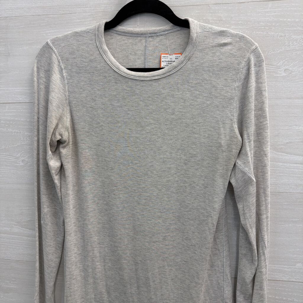 Lululemon Grey Ribbed Long Sleeve Top Medium