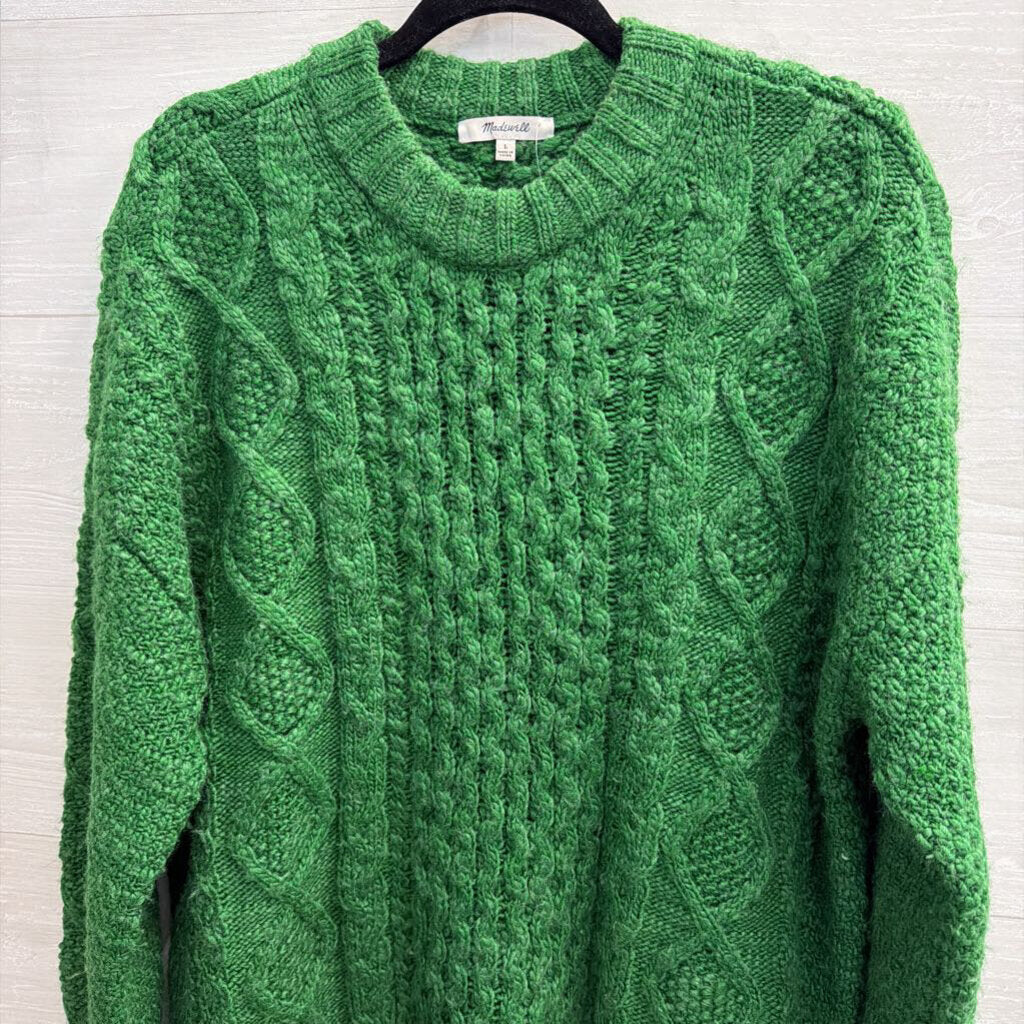 Madewell Green Cable Knit Long Sleeve Sweater Large