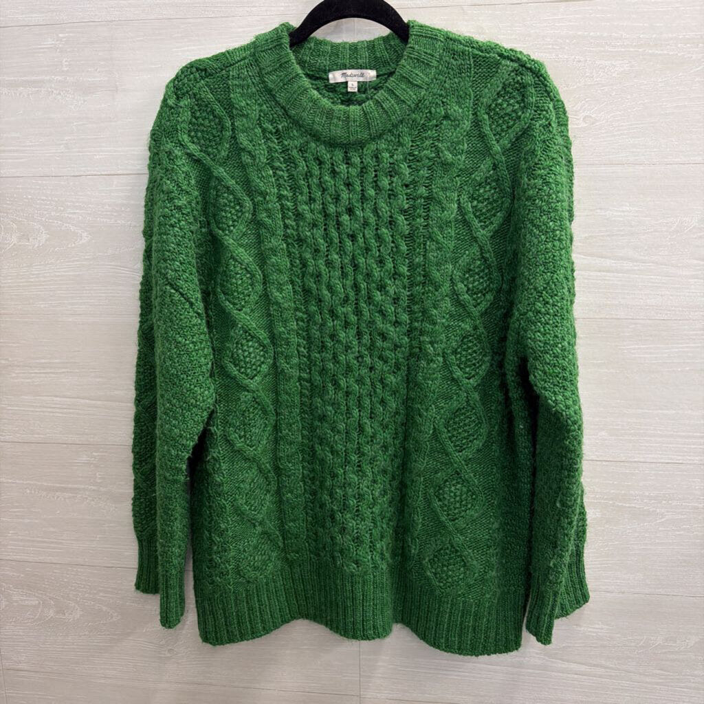 Madewell Green Cable Knit Long Sleeve Sweater Large