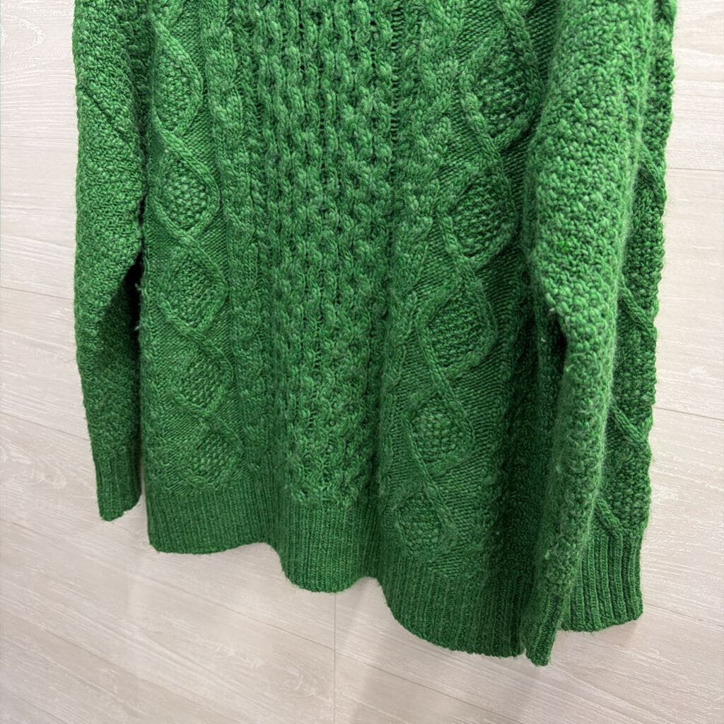 Madewell Green Cable Knit Long Sleeve Sweater Large