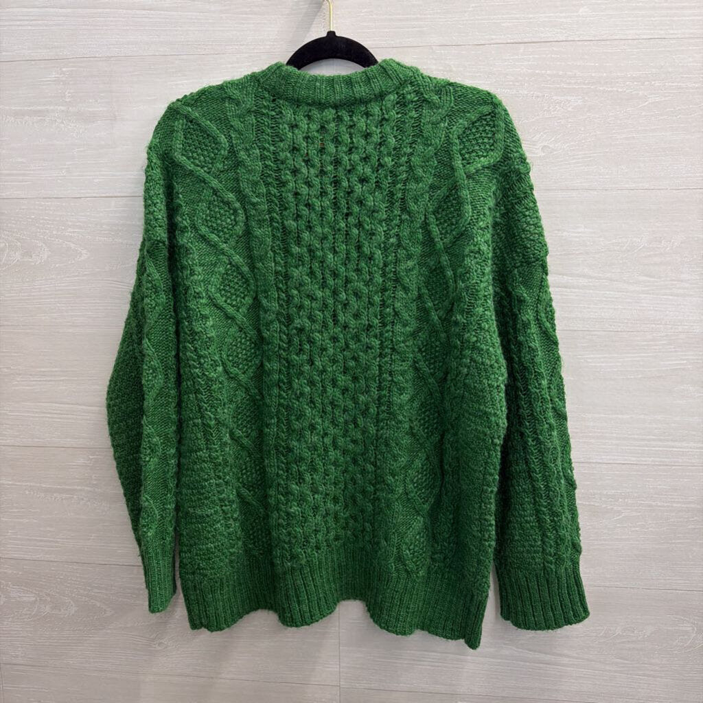 Madewell Green Cable Knit Long Sleeve Sweater Large