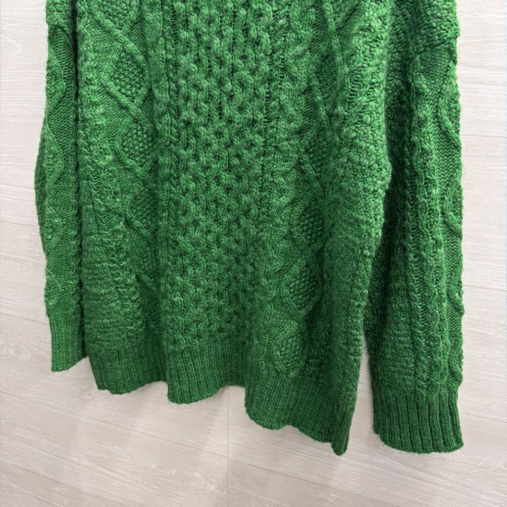 Madewell Green Cable Knit Long Sleeve Sweater Large