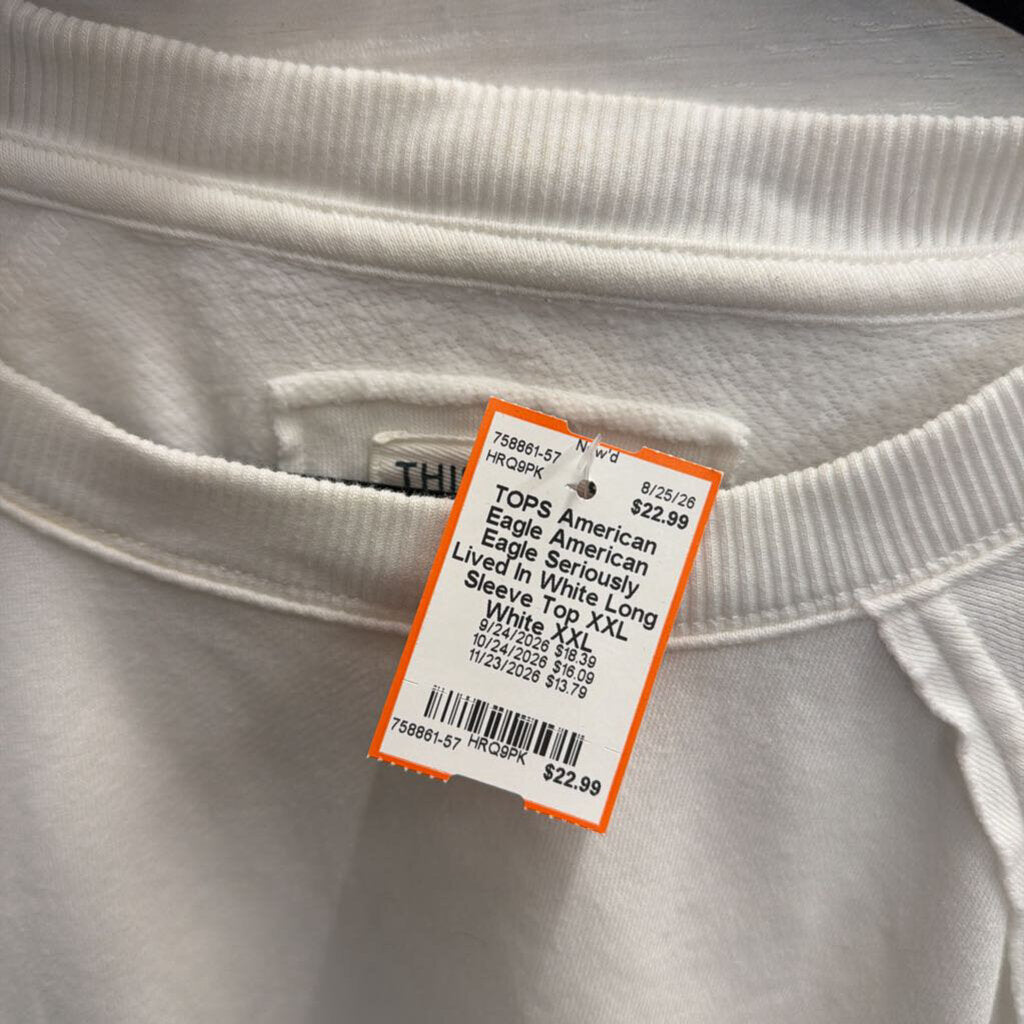 American Eagle Seriously Lived In White Long Sleeve Top XXL