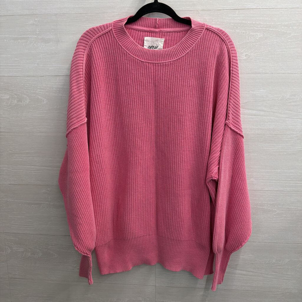 Aerie Pink Knit Long Sleeve Oversized Sweater Medium