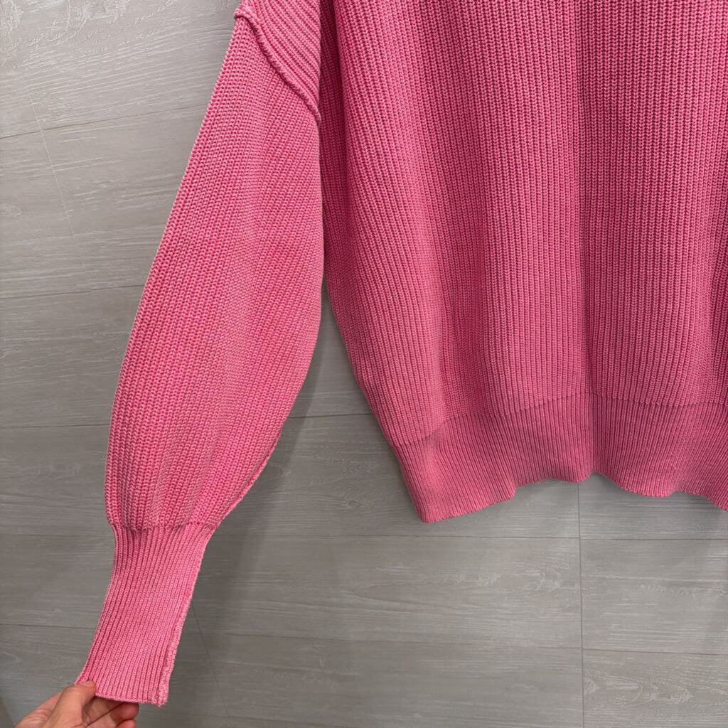 Aerie Pink Knit Long Sleeve Oversized Sweater Medium