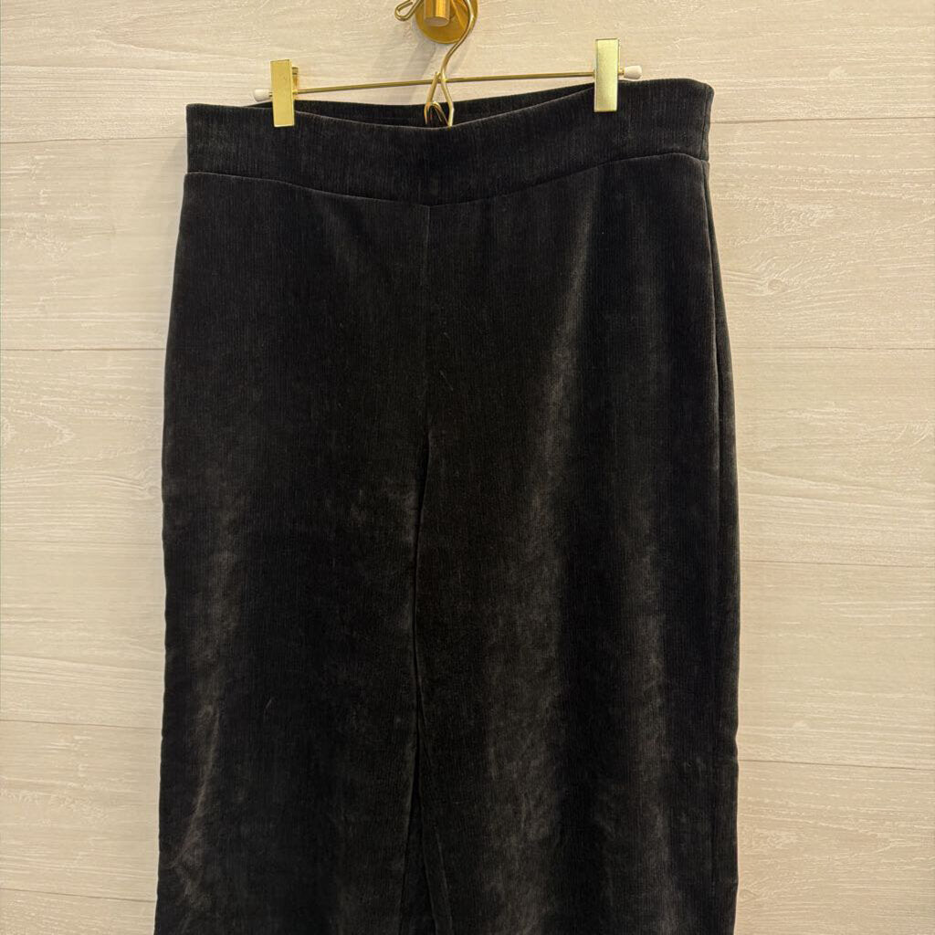 Loft Black Soft Ribbed Wide Leg Pull On Pants Large