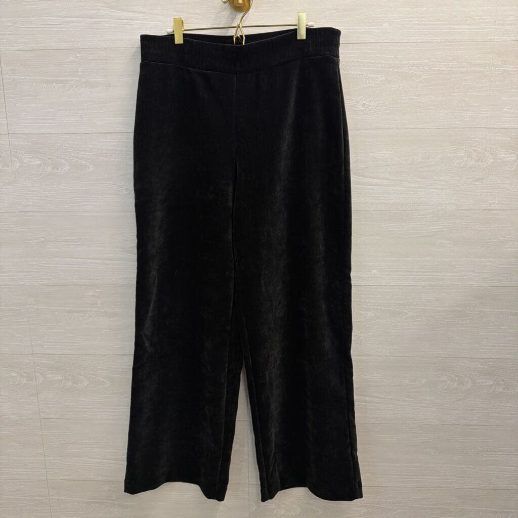 Loft Black Soft Ribbed Wide Leg Pull On Pants Large