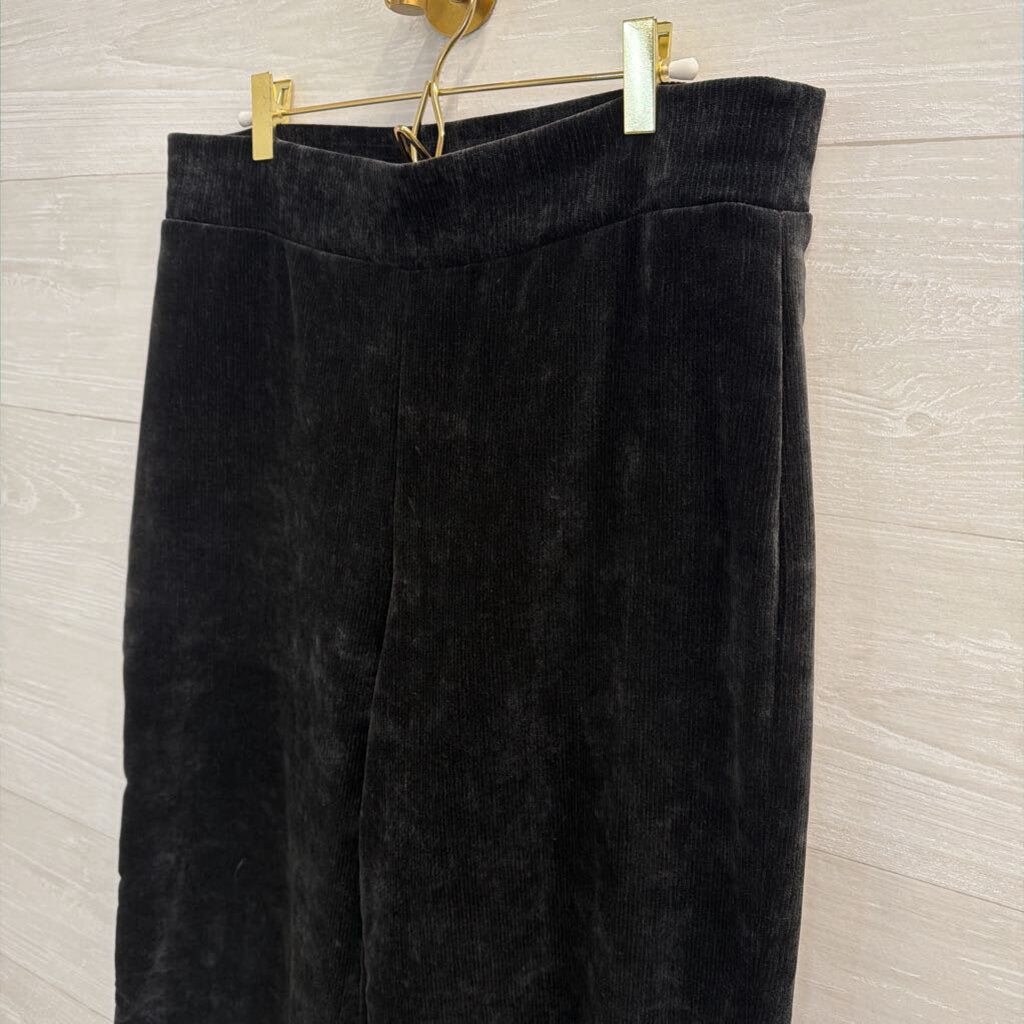 Loft Black Soft Ribbed Wide Leg Pull On Pants Large