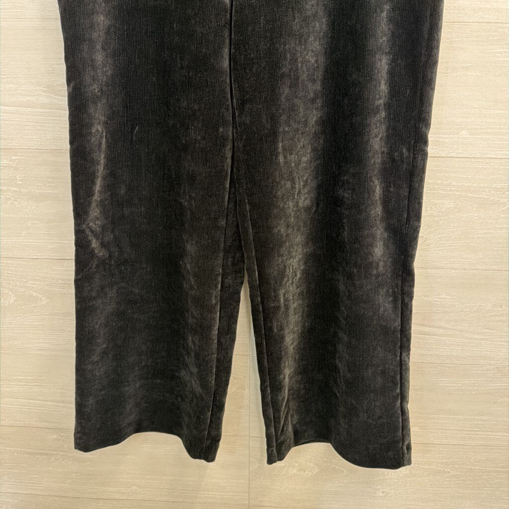 Loft Black Soft Ribbed Wide Leg Pull On Pants Large