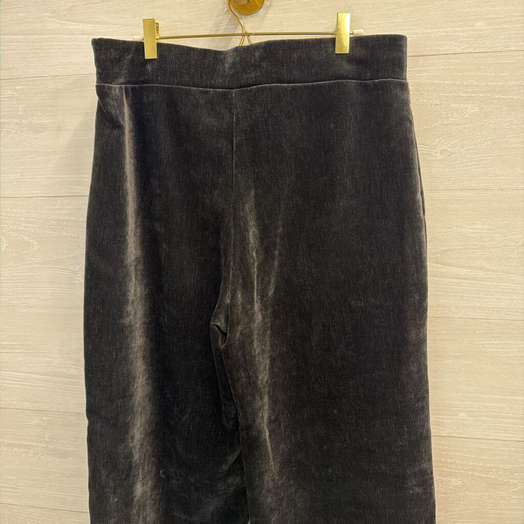 Loft Black Soft Ribbed Wide Leg Pull On Pants Large