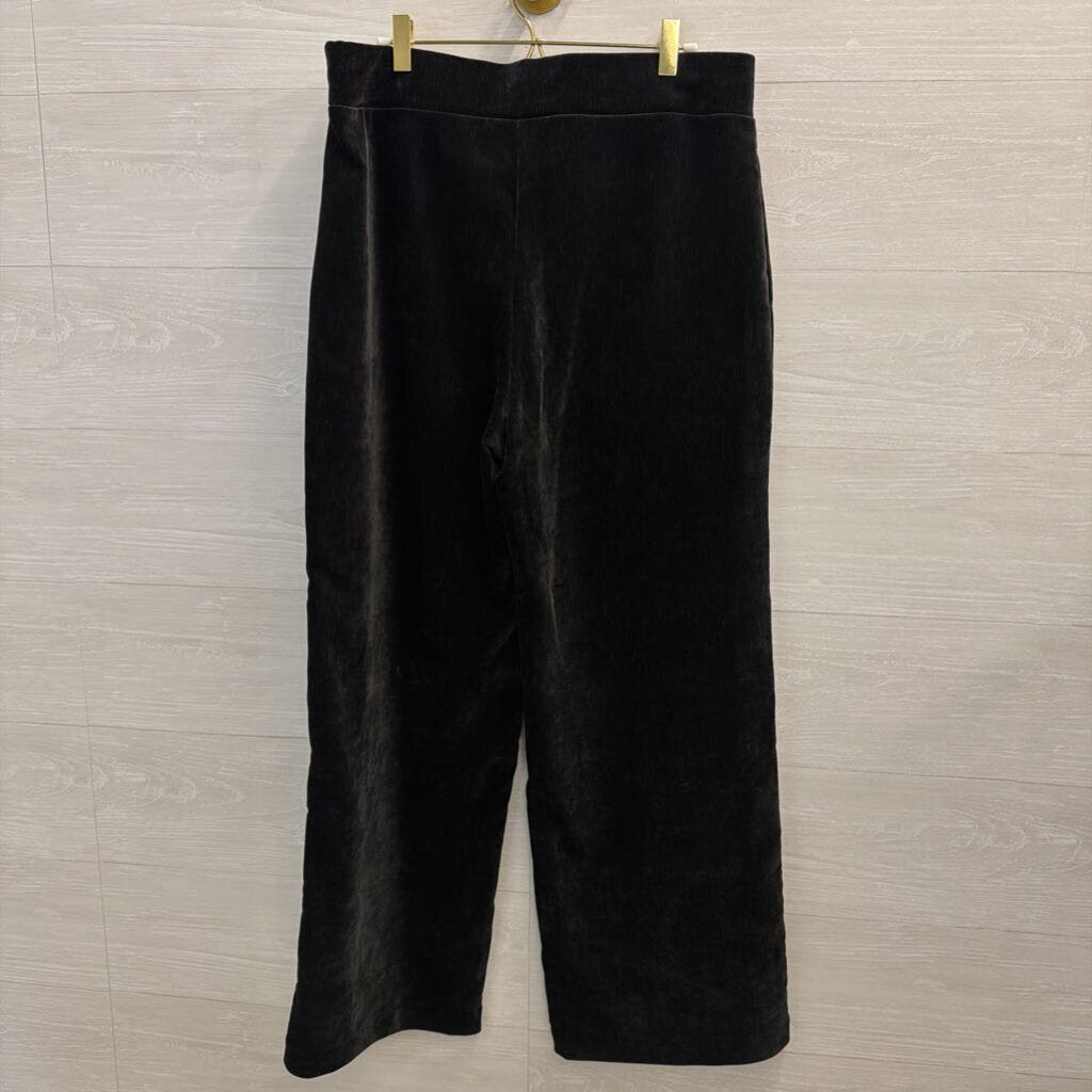 Loft Black Soft Ribbed Wide Leg Pull On Pants Large