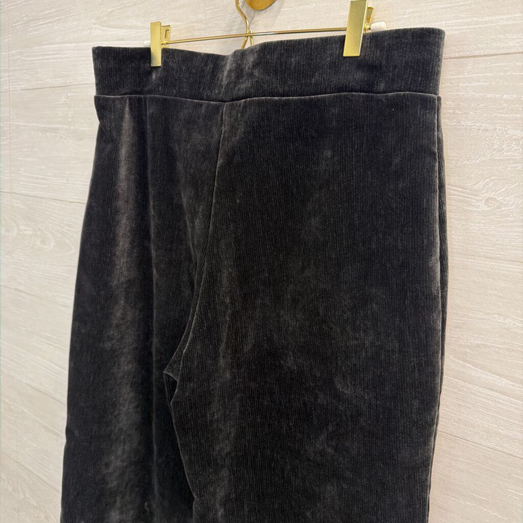Loft Black Soft Ribbed Wide Leg Pull On Pants Large