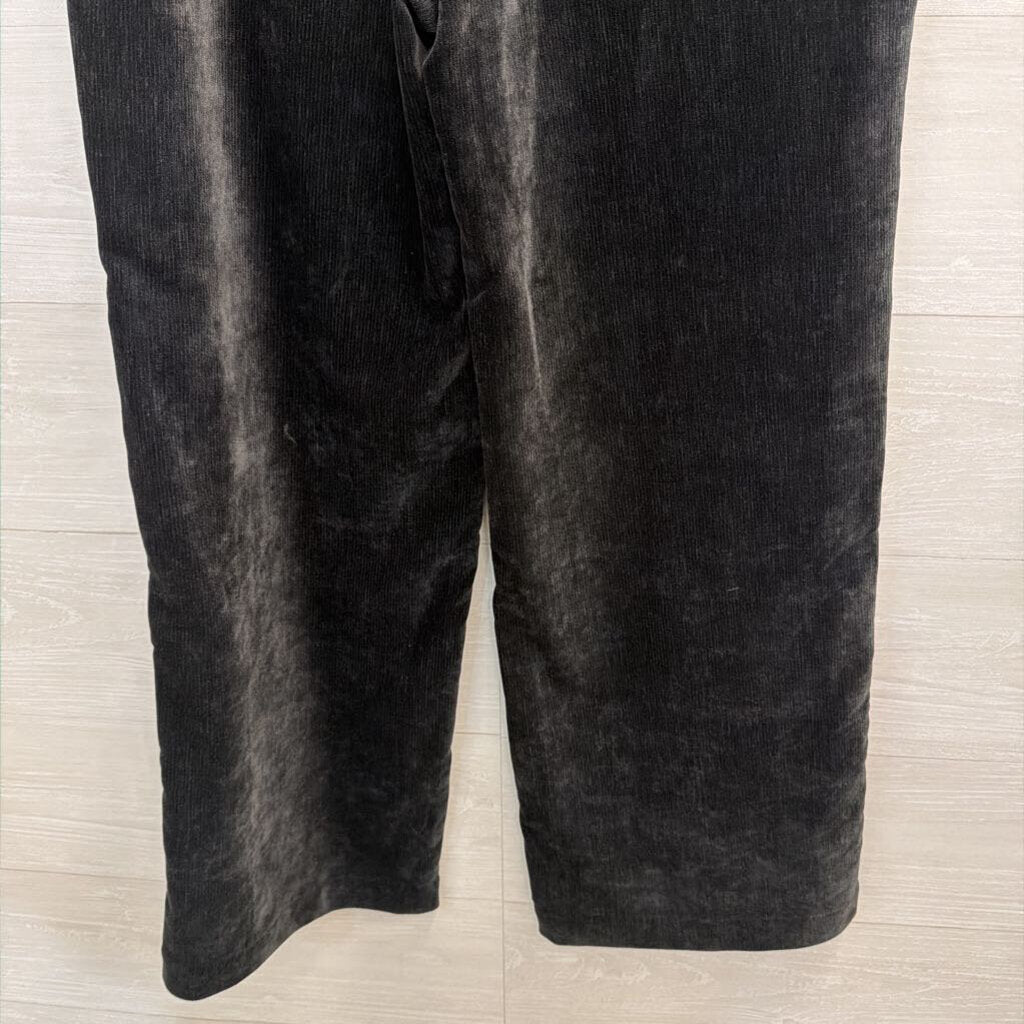 Loft Black Soft Ribbed Wide Leg Pull On Pants Large