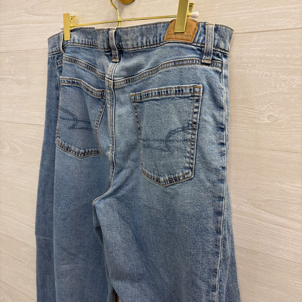 American Eagle Medium Wash Dreamy Drape Barrel Jeans 10