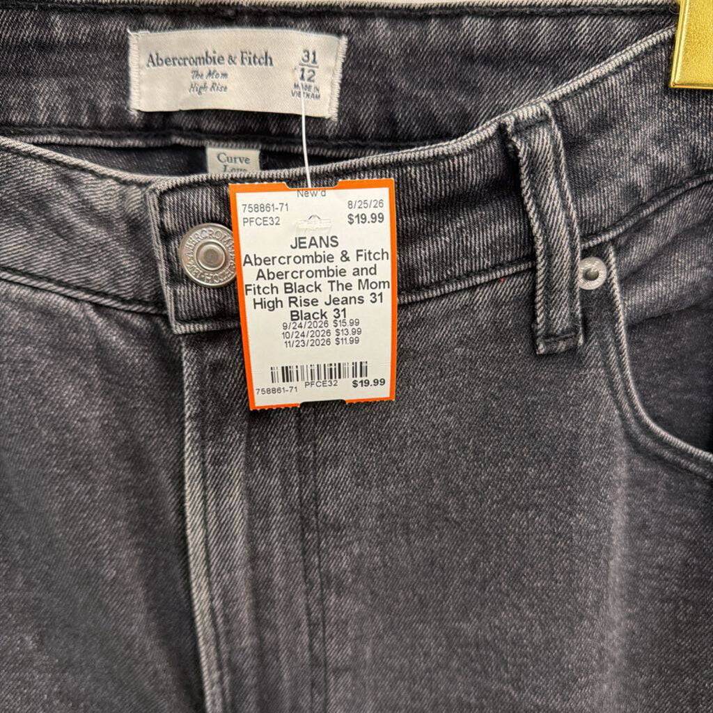 Abercrombie and Fitch Black The Mom High Rise Jeans 31