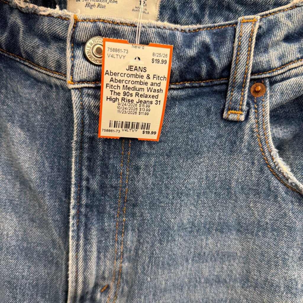 Abercrombie and Fitch Medium Wash The 90s Relaxed High Rise Jeans 31