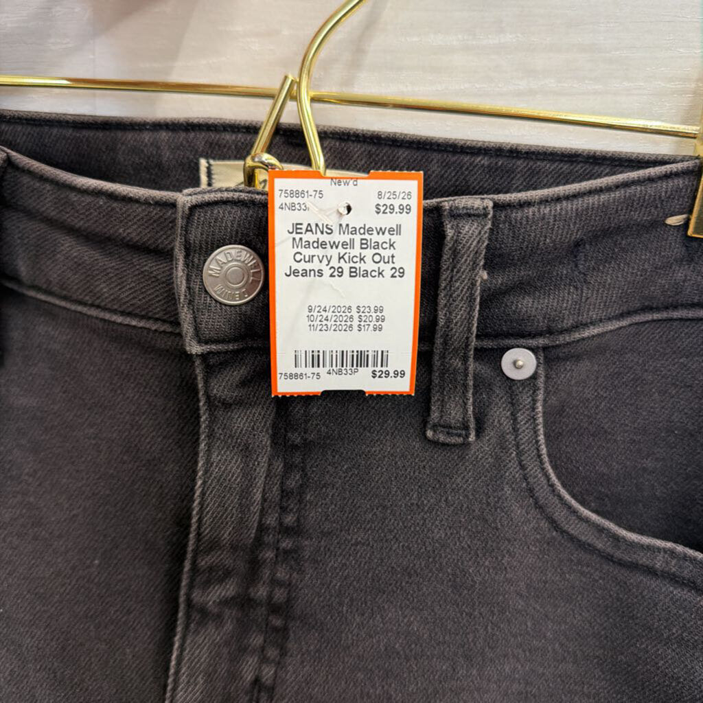 Madewell Black Curvy Kick Out Jeans 29