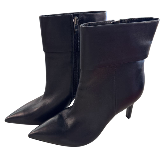 Marc Fisher Black Leather Heeled Point Toe Ankle Boots 8
