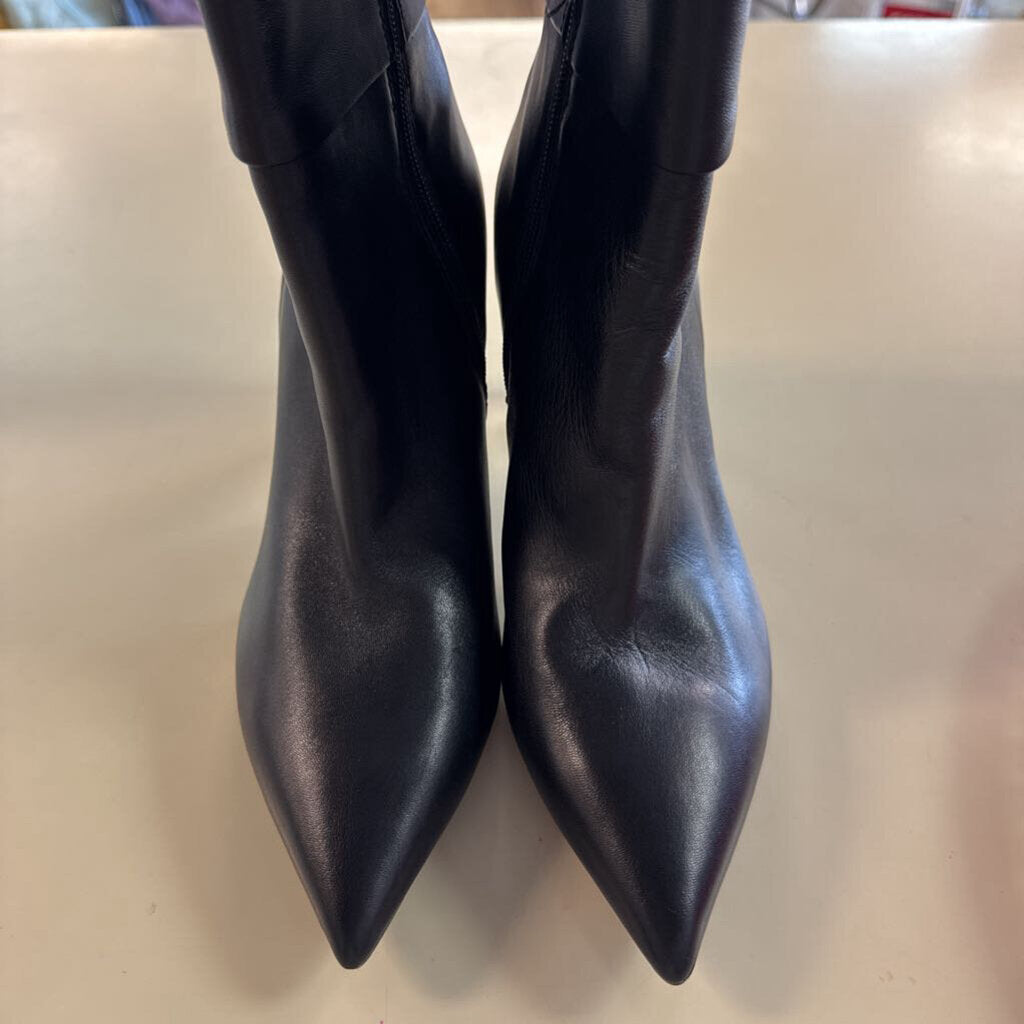 Marc Fisher Black Leather Heeled Point Toe Ankle Boots 8