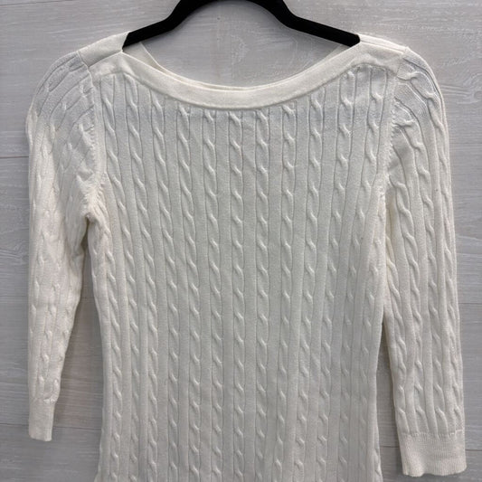 Gap White Cable Knit Logn Sleeve Sweater Top Small