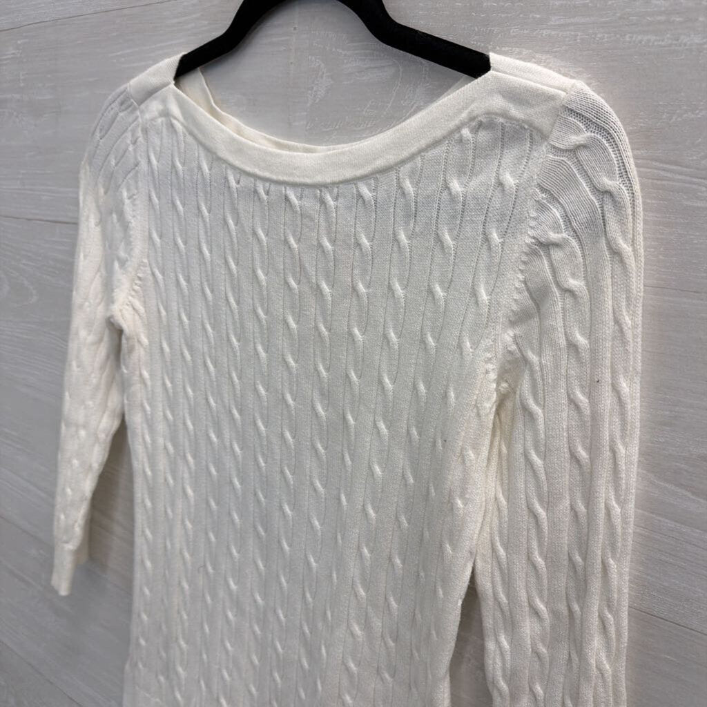 Gap White Cable Knit Logn Sleeve Sweater Top Small