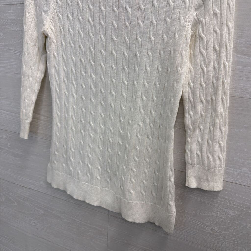 Gap White Cable Knit Logn Sleeve Sweater Top Small