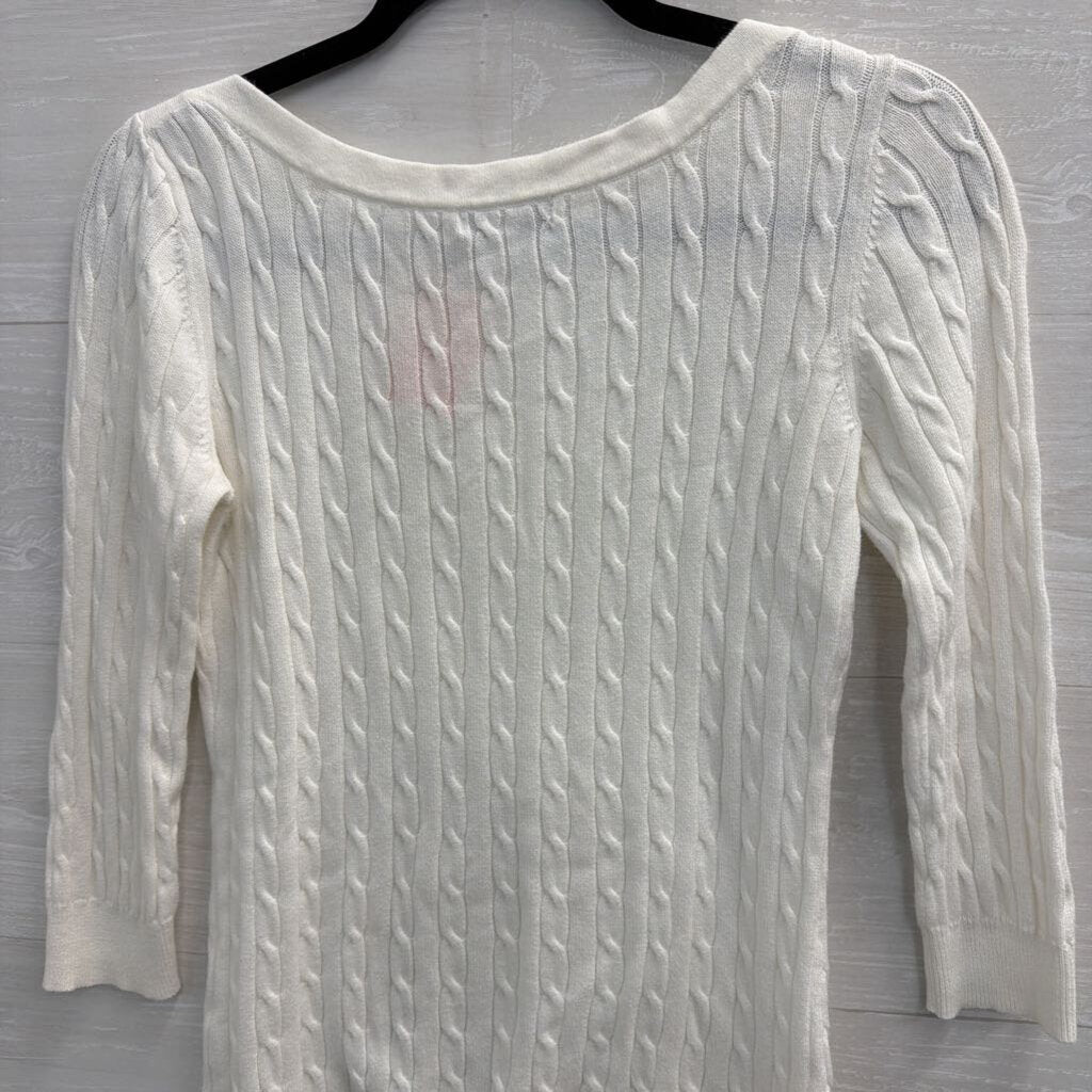 Gap White Cable Knit Logn Sleeve Sweater Top Small