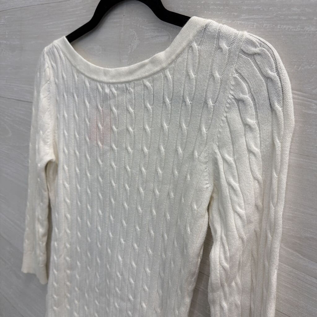 Gap White Cable Knit Logn Sleeve Sweater Top Small