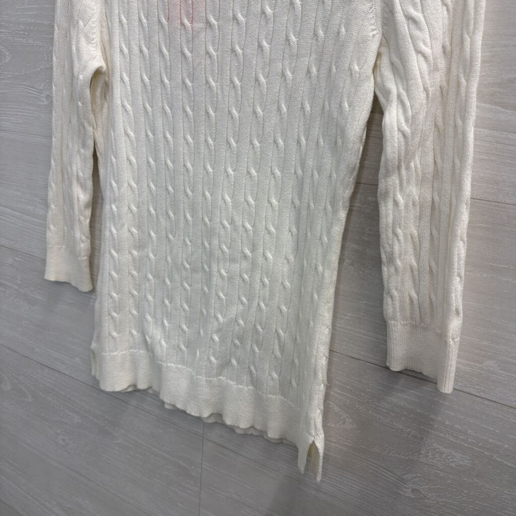 Gap White Cable Knit Logn Sleeve Sweater Top Small
