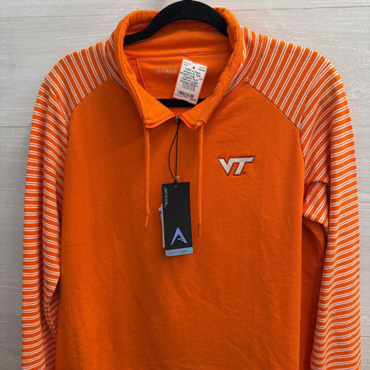 Antigua Orange Striped Long Sleeve Virginia Tech Pullover Large