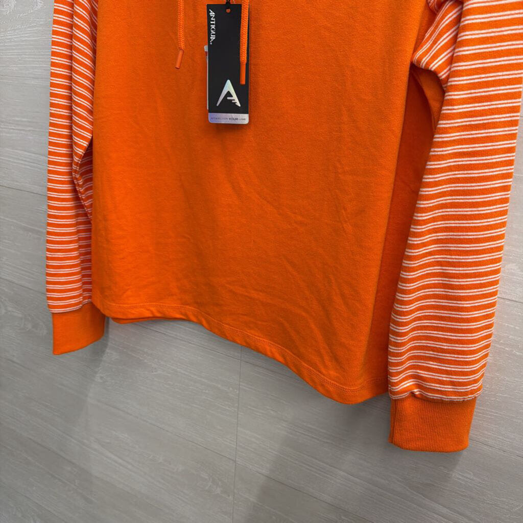Antigua Orange Striped Long Sleeve Virginia Tech Pullover Large
